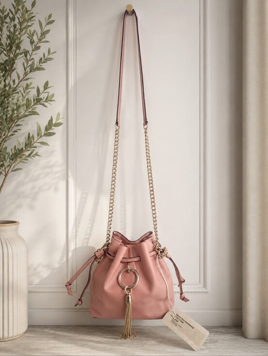 Jimmy Choo Handbags - Jimmy Choo Callie Drawstring Bucket Bag NWT COA Blush Calf Leather Made in Italy